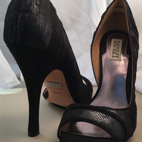 Bagley Mischka Peep Toe Evening Heel EUC Size 8.5 - Picture 3 of 4